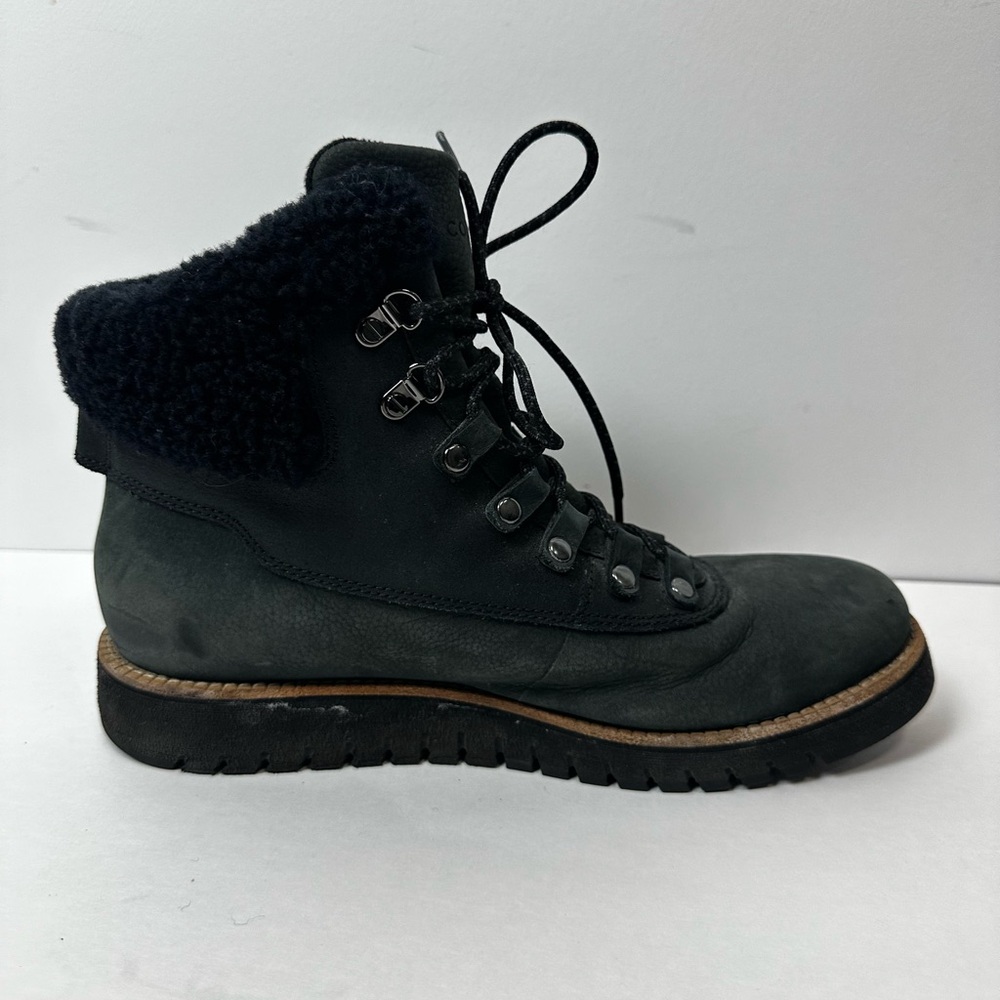 Cole Haan Black Shearling Trim Lace‑Up Winter Boots Size 8.5 B - Picture 12 of 13